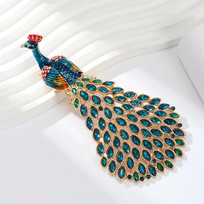 Live-Übertragung Retro Schwere Industrie Große Version Pfau Open Screen Brosche Weiblichkeit Vielseitig High-End Tier Pin