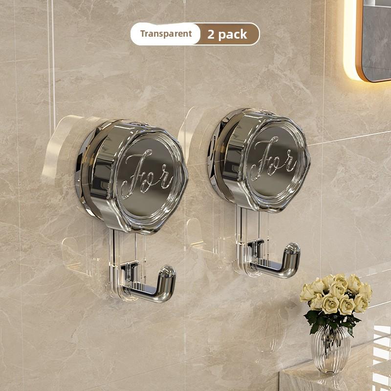 Vacuum Rotating Suction Hook with Heavy-load Adhesive Hook, No Drilling Required, for Bathroom Wall Clothes Hanger