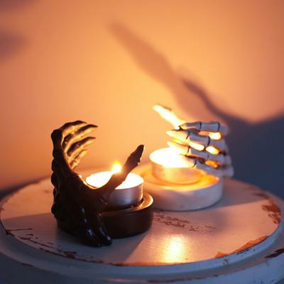 Halloween Skelett Hand Kerzenhalter Gruseliger Totenkopf Handförmiger Teelicht Kerzenständer