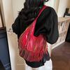 Tote Bag Vintage Tassel Shoulder Bag Women Commuter Large Capacity Bag