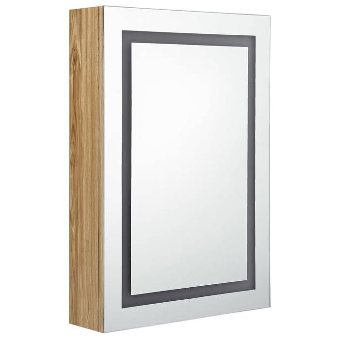 VidaXL LED Mirrored Bathroom Cabinet Oak 50x13x70 Cm 326492