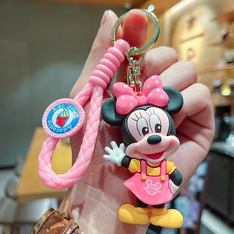 Stitch Keychains Car Key Handbag Accessories Pink Angel Anime Figures Keyring Christmas Gift