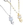 Chic Kitten Pendant Necklace: Titanium Steel, Shiny Zircon, Versatile Clavicle Chain for Women.