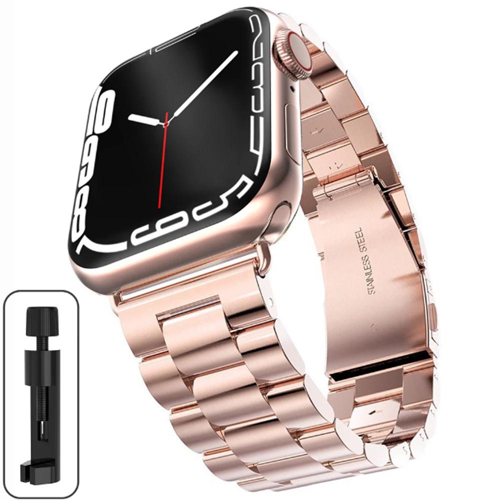 Stainless Steel Strap For Apple Watch 46mm Ultra 49mm Metal Wristband Bracelet For iWatch 10 9 8 5 4 SE 42mm Business Watchband