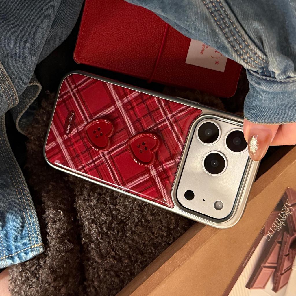 Retro Burgundy Button Phone Case for iPhone 16, iPhone 17, iPhone 17 Pro Max