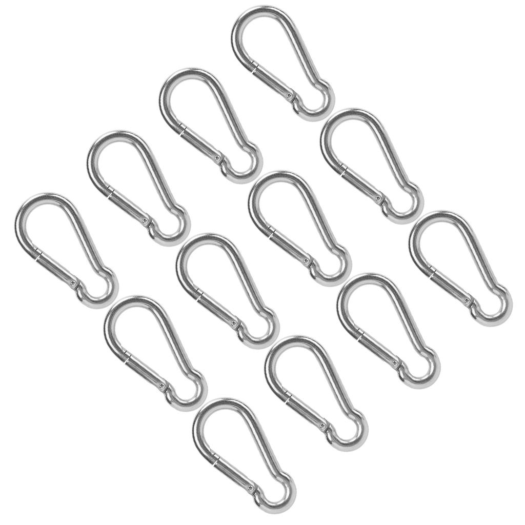 12er Set Edelstahl Federkarabiner Rostfester Schlüsselanhänger Schnellverbindung Schloss Schnalle 8x80mm