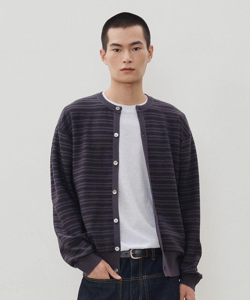 Leire Everyday Round Knit Cardigan [Charcoal St]