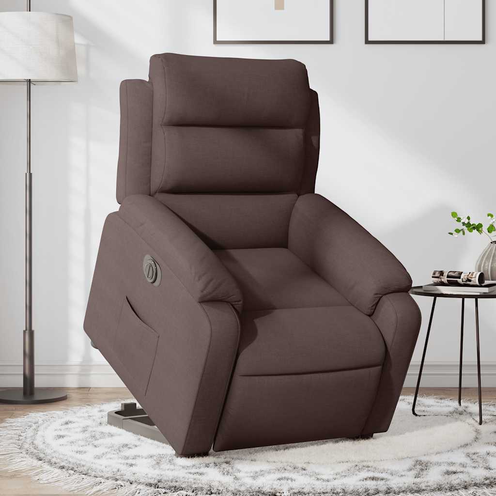 Recliner Chair with Lift Assistance Electric Dark Brown Fabric