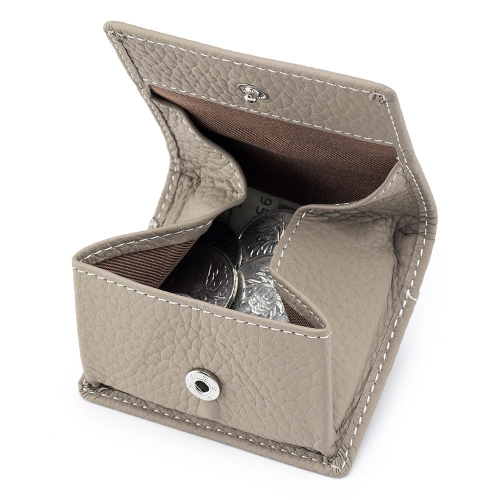 Kompaktes Damen-Münzfach aus echtem Leder - Mini-Geldbörse aus japanischem Rindsleder mit Druckknopfverschluss