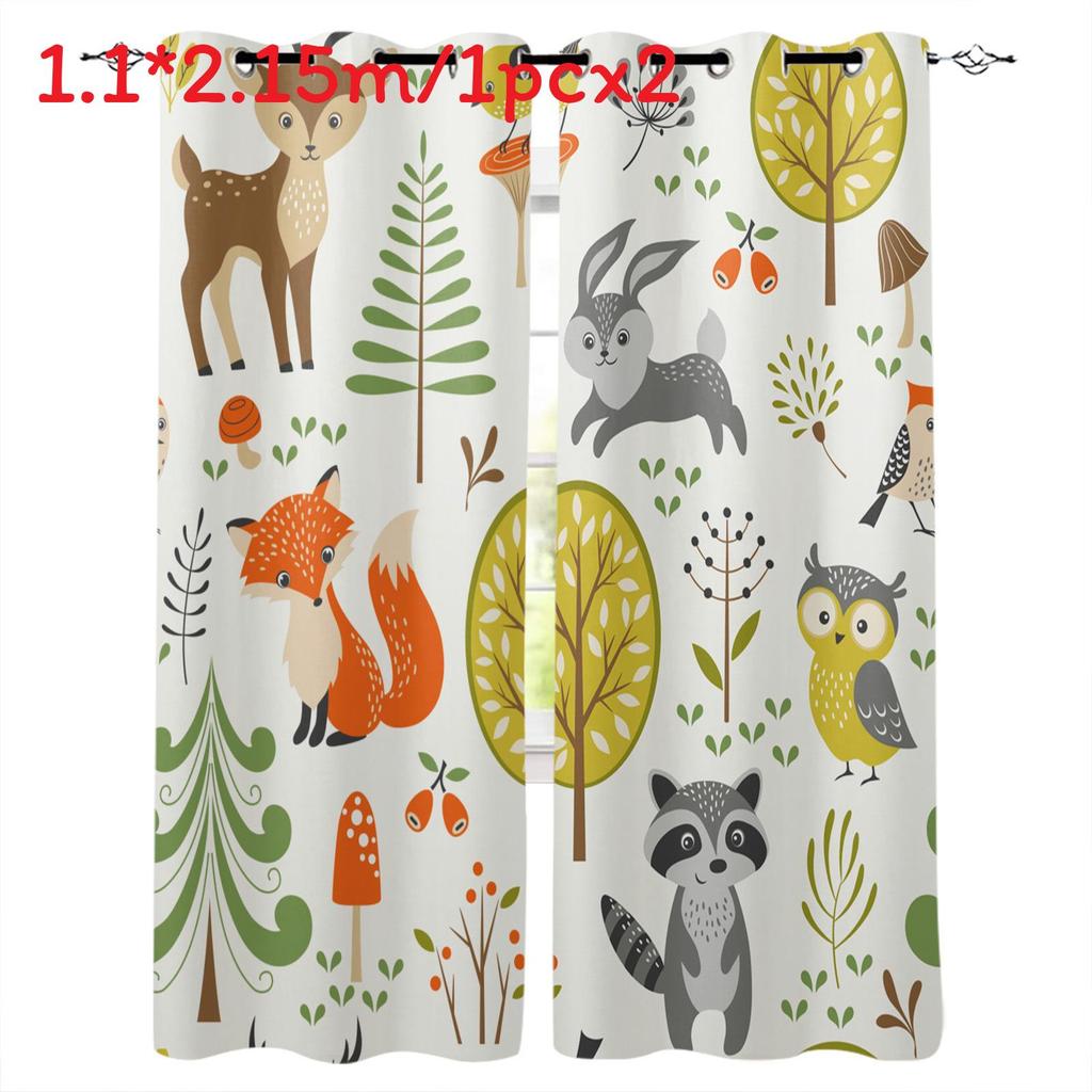 

Forest Animals Cartoon Kids Blackout Curtain With Digital Print For Bedroom Decor Style 4
