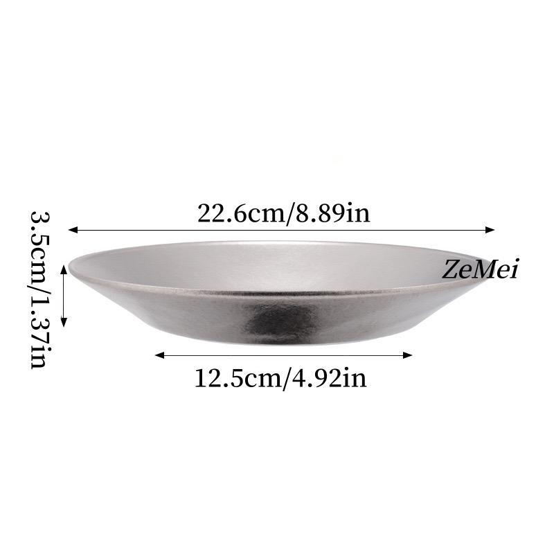 Pure Titanium Ice Flower Double-Layer Pasta Plate, Western Round Tray, Dining Plate for Home and Restaurant, Large Tableware