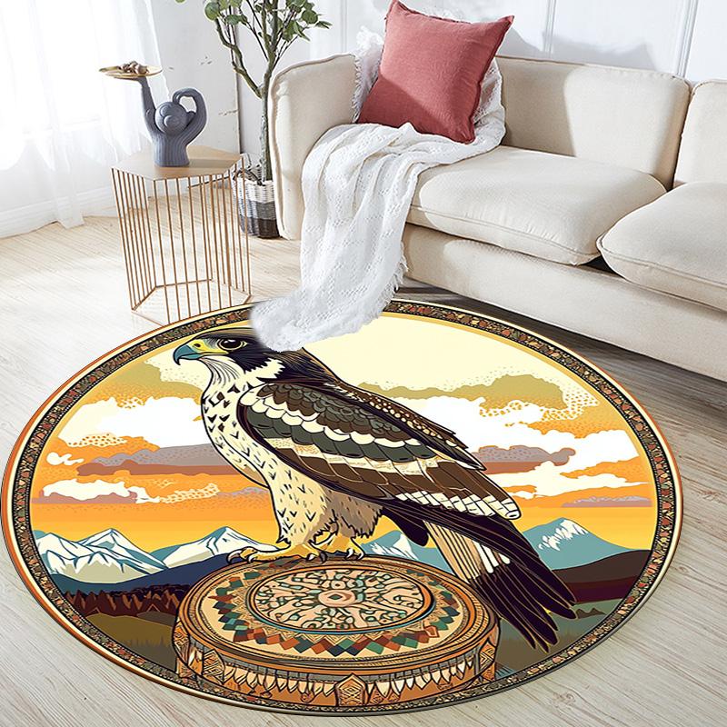 Eagle Round Area Rug,Carpet Rug for Living Room Bedroom Sofa Playroom Decor,Non-slip Floor Mat