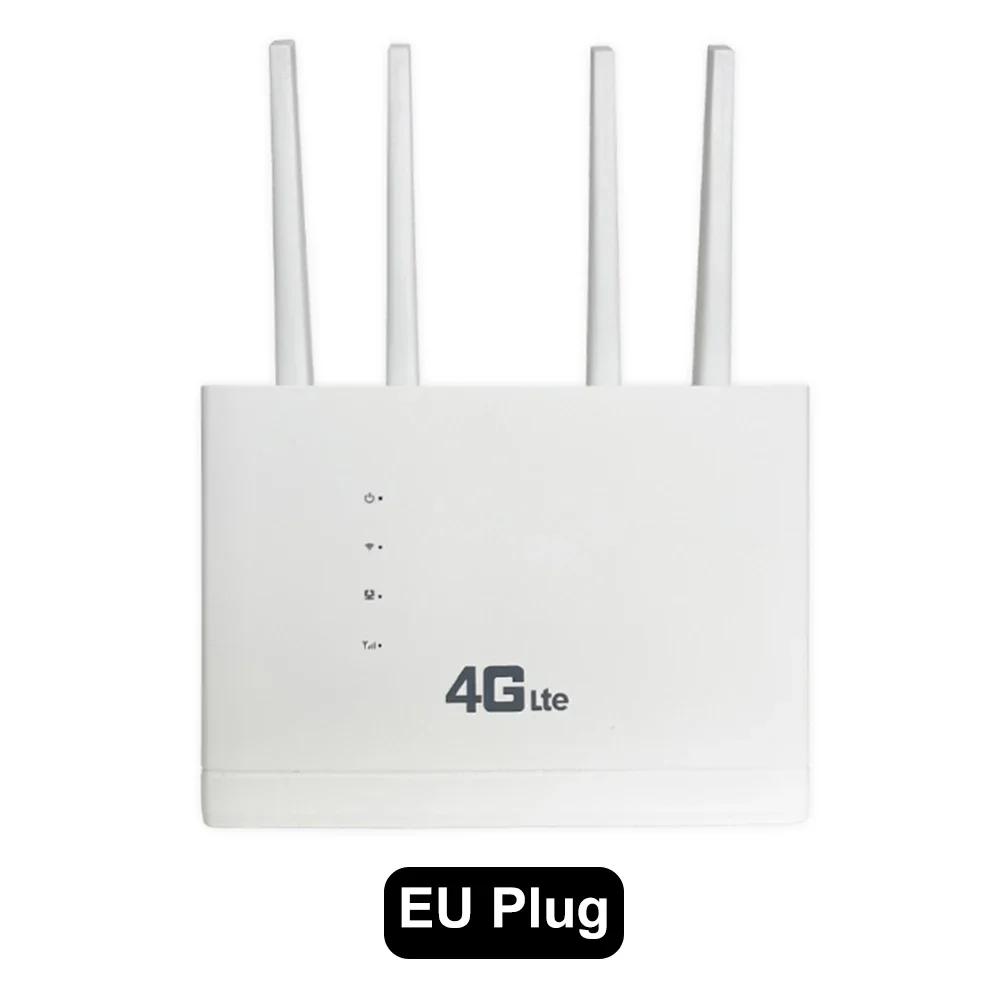 US/EU Plug WiFi Router 150Mbps Networking Modem External Antenna SIM Card 4G Wireless Router 4 Network Ports for Home Office