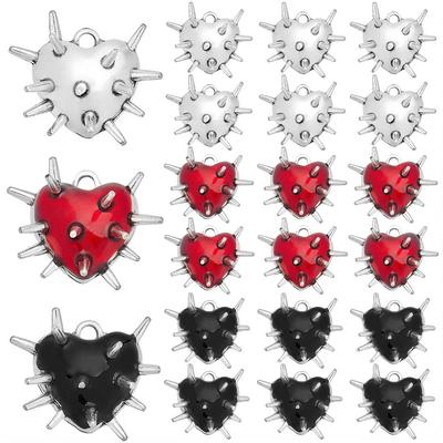 24Pcs 3 Colors Tibetan Style Alloy Pendants, Heart Charms, with Enamel, Mixed Color, 22~23x26~29x10mm, Hole: 3mm, 8pcs/color