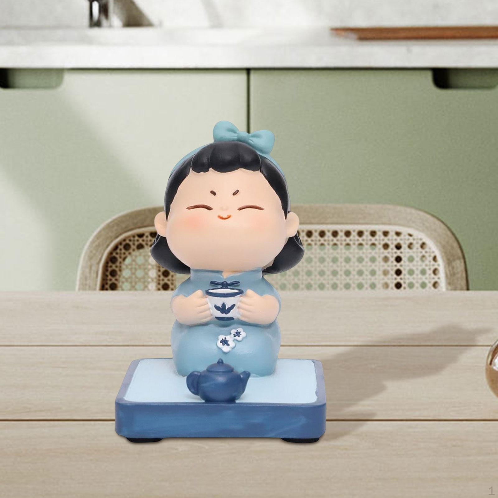 

Cell Phone Stand Cute Desk Holder Exquisite Resin Portable Desktop Figurine sculpture Statue Tea