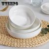 Piatto bianco puro Piatto approfondito Piatto in ceramica Forno a microonde per uso domestico Piatto utilizzabile Disco Ceramica Tangshan