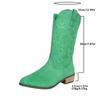 British Style Suede Pointed Toe Low-heeled Knight Boots for Winter 2025 New Plus-size Embroidered Sleeve Mid-leg Boots