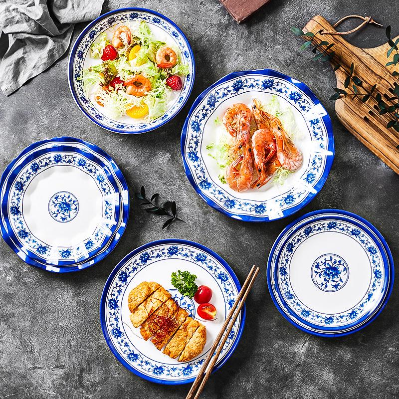 VAKADA Blåvita Melamintallrikar (5-pack)