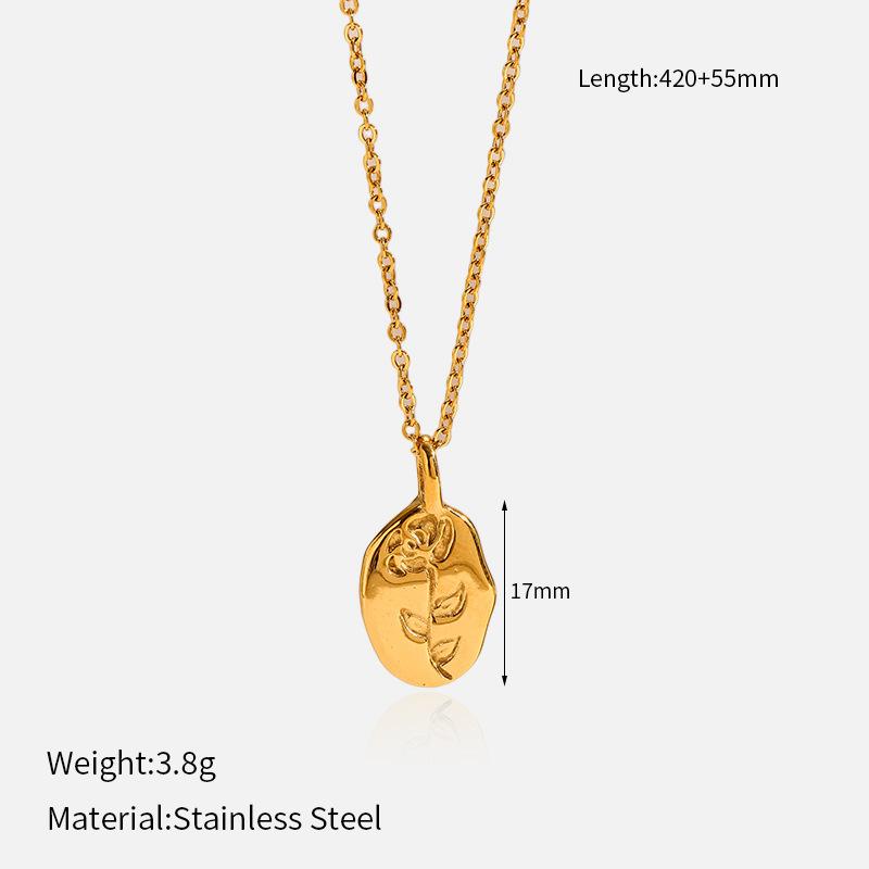 Square Fashion Pendant High Temperature Electroplated Fade Resistant Titanium Steel Necklace