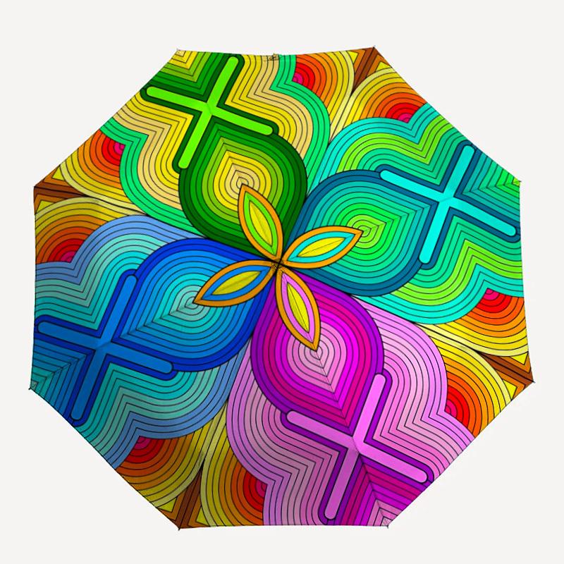 

1pc Mandala Pattern Automatic Open/Close Umbrella, Compact Travel Umbrella, 8-Rib Sturdy Frame - Ideal Gift for Friends yy251118108