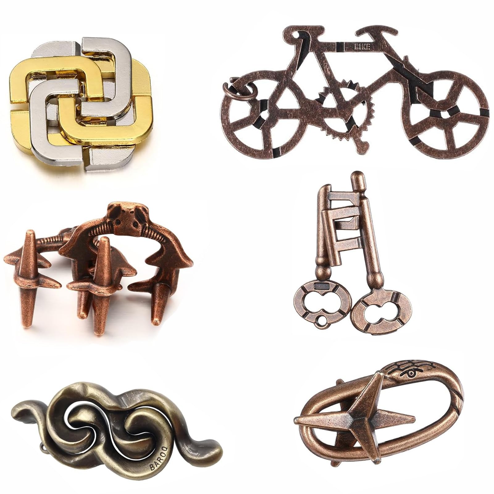 

AUTAKI Brain Teaser Difficulty Levels Mystery Ring Brain Teaser Perfect for Time Stress 3D Educational Brain Teaser Remove Puzzle Rings, 6-Piece Set,