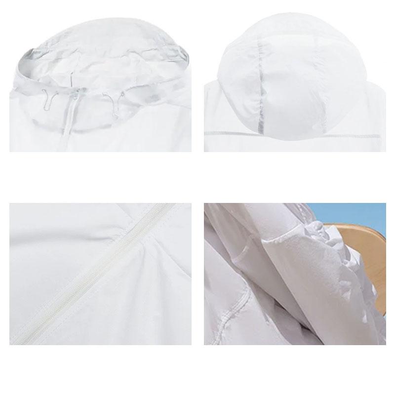 Lining Fitness Series UPF 40+ Logo Pattern Solid Color Sports Hooded Sun Protection Jacket Women Jackets White AFDT526-1