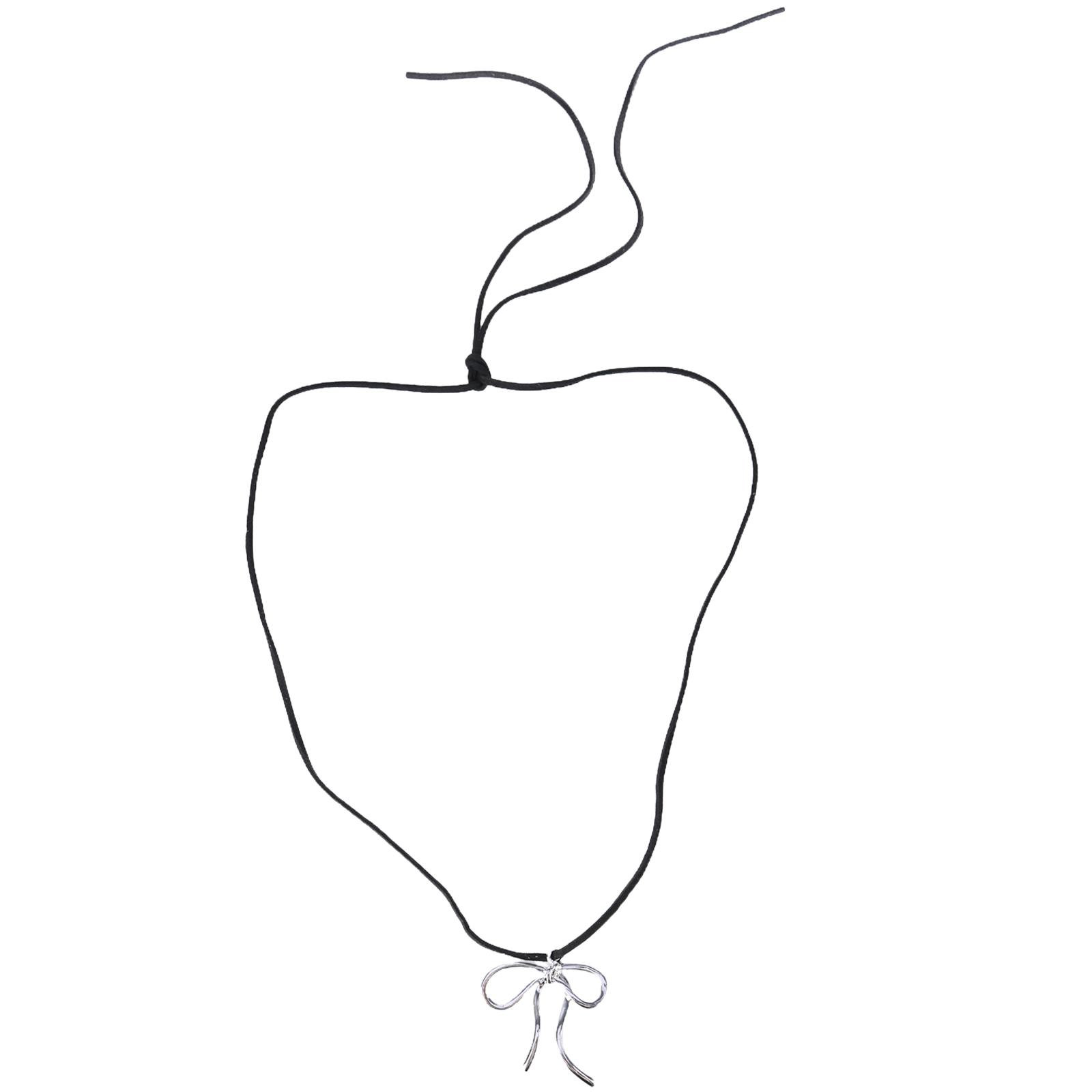 

Элегантное ожерелье-бабочка, кулон с бантом, шейная цепочка, регулируемая цепочка, колье ручной работы, цепочка на ключицу, подарки для женщин чёрный