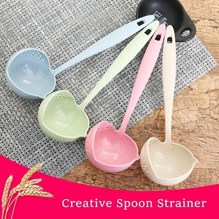 2 in 1 Soup Spoon Long Handle Spoon Creative Spoon Strainer Spoon Cooking Tools