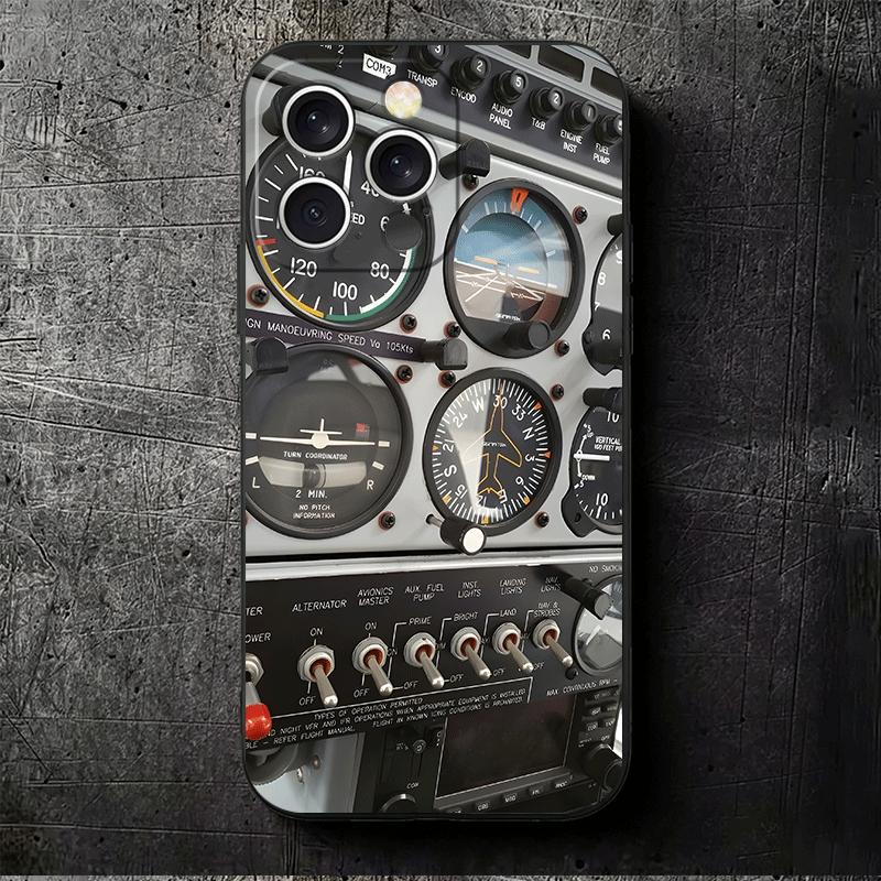 Aviation Aeroplane Pilot Cockpit Soft Phone Case for iPhone 16 16E 17 Air 15 Pro Max 14 Plus 13 Mini 11 12 7 Black Cover Back Sh