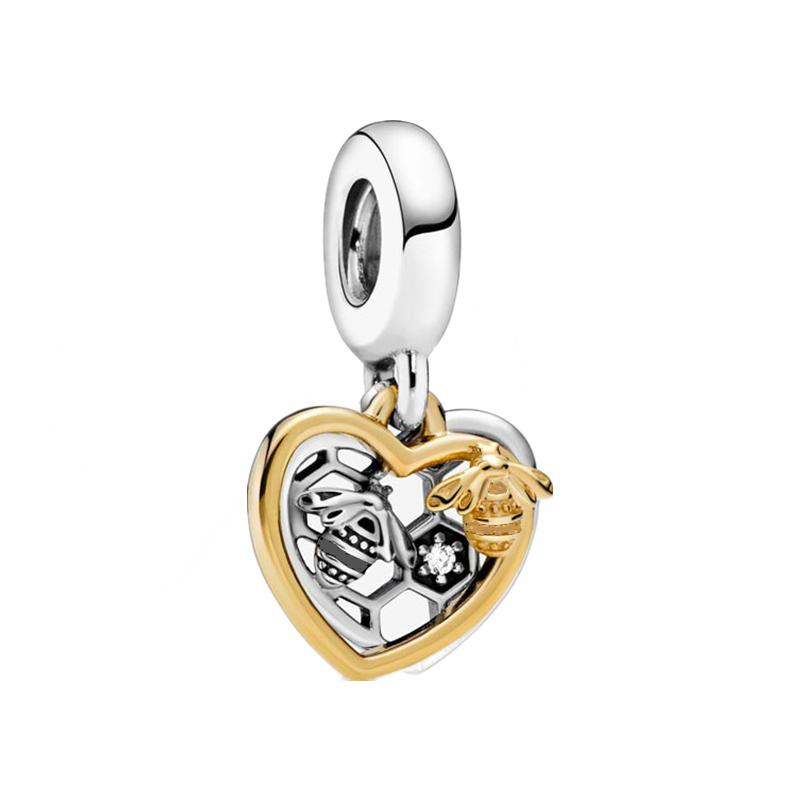 Hot Sale DIY Making Sparkling Bee & Glow Firefly Dangle Charm Bead Fit Original Europeans Copper 925 Bracelet Women Zircon Gift