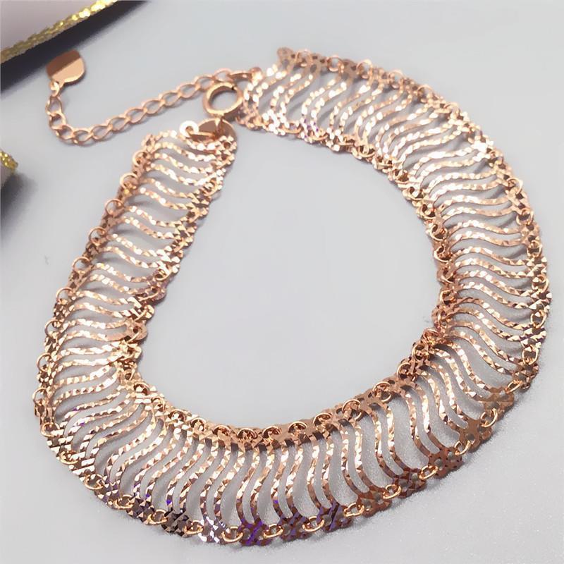 Позолоченный цвет Rose Gold, золотой, темпераментный, утонченный, фиолетово-золотой, полый, широкая версия, регулируемый браслет