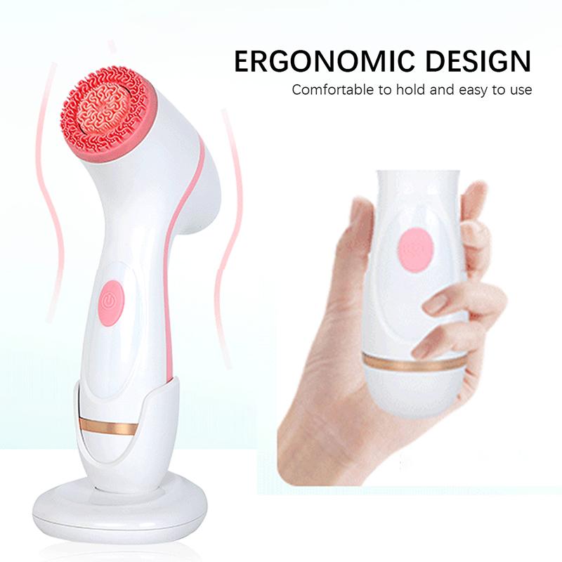 New design Silicone Electric Ultrasonic Facial Cleansing Brush Spin Cleaner Device Waterproof Cleaning Exfoliation Rotating