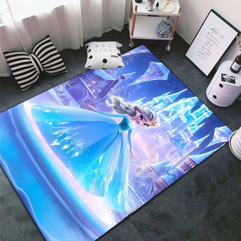 Frozen-themed floor protection rug, Elsa princess cartoon rug, suitable for room décor and as a gift.