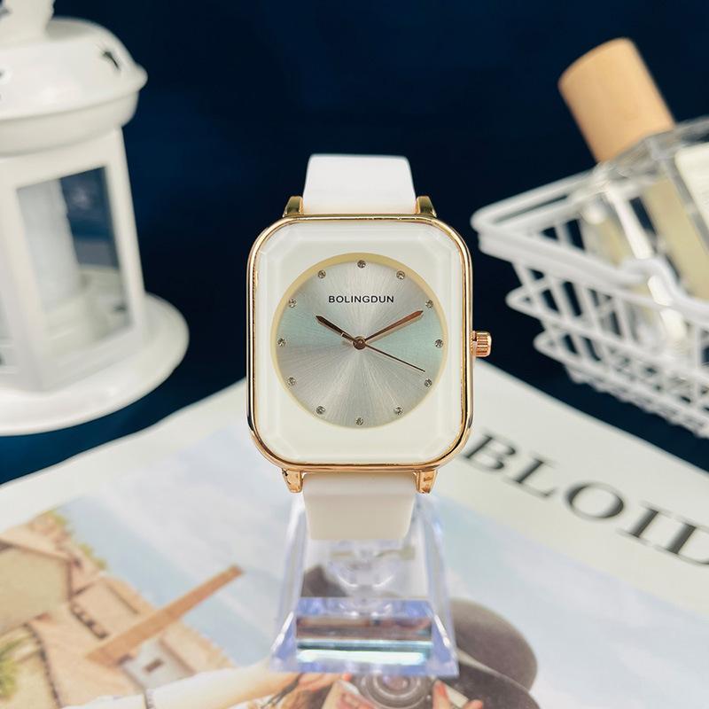 JYL Couple Watch Ins Style Square Casual Silicone Strap