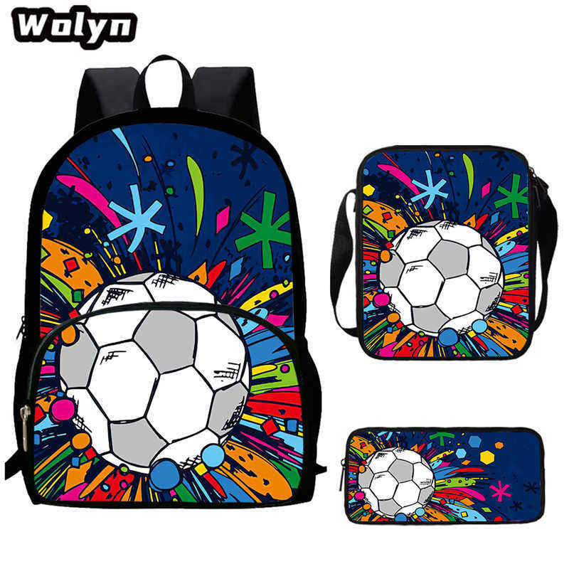 Football School Bag High Definition Waterproof Printing Multi-Functional Load Reduction Ridge Backpack