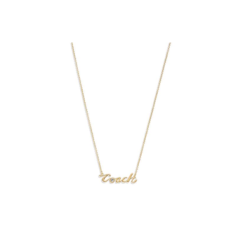 COACH Iconic Letters Decoration Brass Glass Necklace Women s Gold
