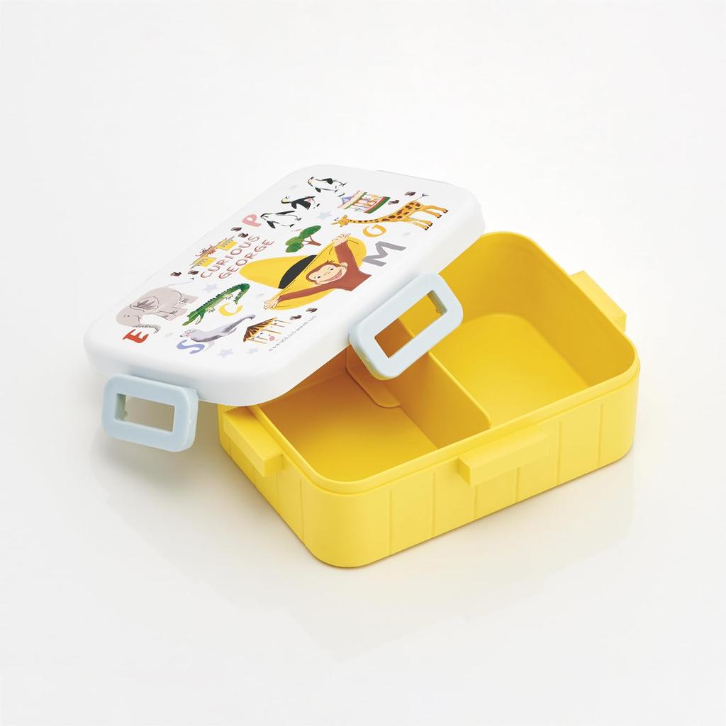 Skater Women's Lunch Box, 4-Point Lock, 650ml, Dishwasher Safe, Leak-Resistant, Made In Japan, Curious George (ZOO) YZFL7AG-A