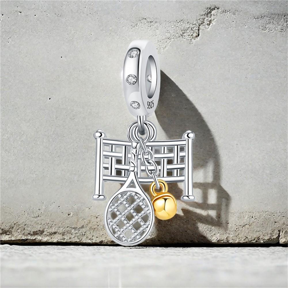 925 Silver Tennis Pendant Bracelet Charms for Women Fine Jewelry DIY Party Beads Gifts Accessories