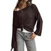 Dame Strikketopper Rund Hals Langermet Genser Topper Løs Passform Ensfarget Høst Pullover Topper Strikk