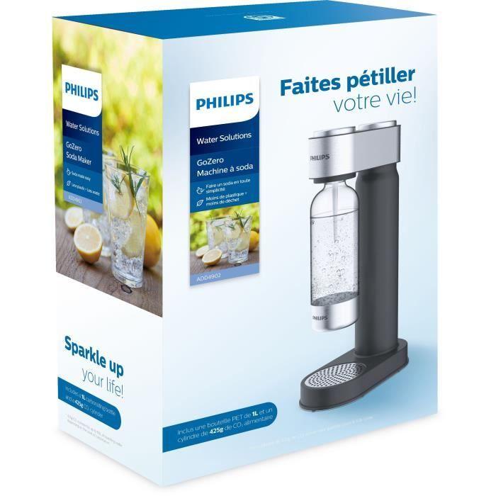 Machine à Soda PHILIPS ADD4902BK - Noire finitions chromées - Cylindre 425g CO² - Bouteille PET 1L