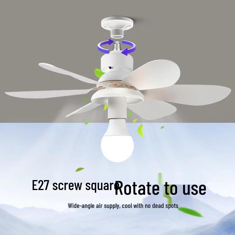 Silent Stepless Dimming Ceiling Fan Light with Remote Control, Strong Wind, E27 Base Bulb.