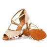 Leather Women Modern Dance Shoes Peep Toe Latin Dance Shoes Ladies Party Ballroom Standard Shoes Heeled 7cm