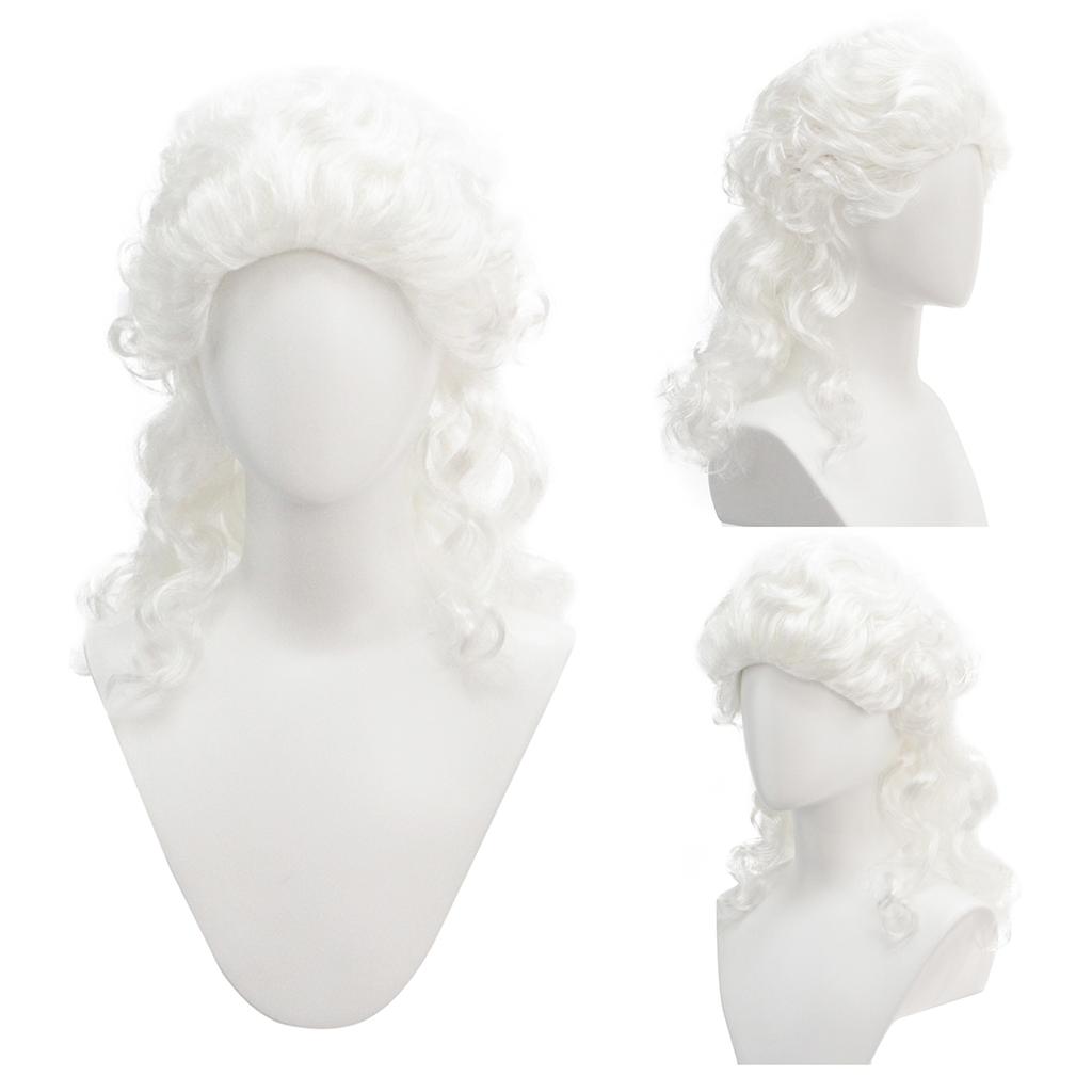Perruque Synthétique Bouclée de Juge Colonial Blanc, Style Aristocrate du 18ème Siècle pour Cosplay de Cour, Théâtre Historique et Fête d'Halloween