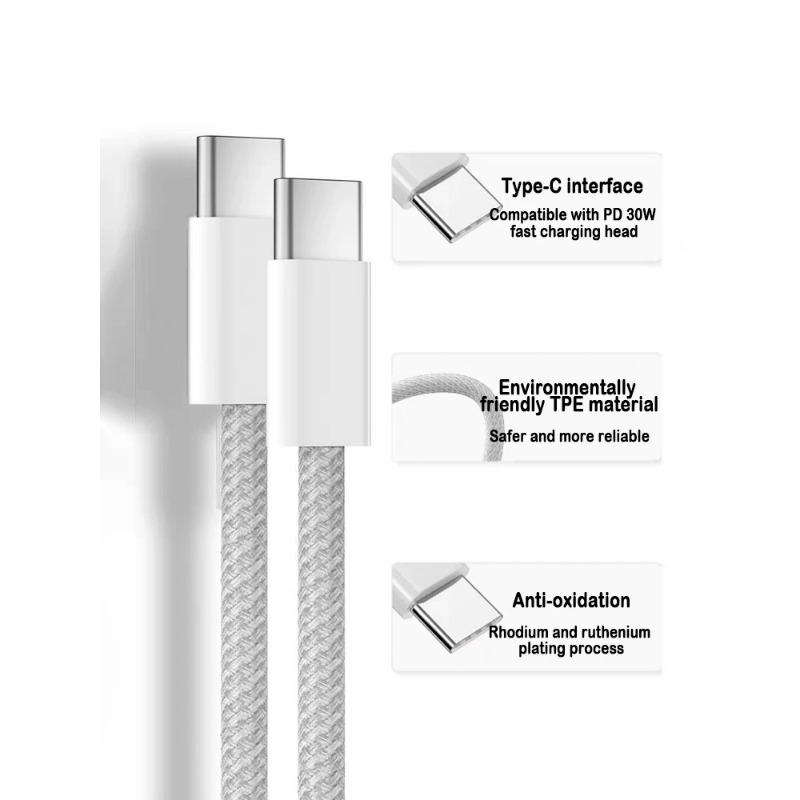 1m 1.5m 2m USB C To USB C Charging Cable For iPhone 15 16 Plus Pro Max iPad Pro Air Type C To Type C  PD Fast Charging Cord