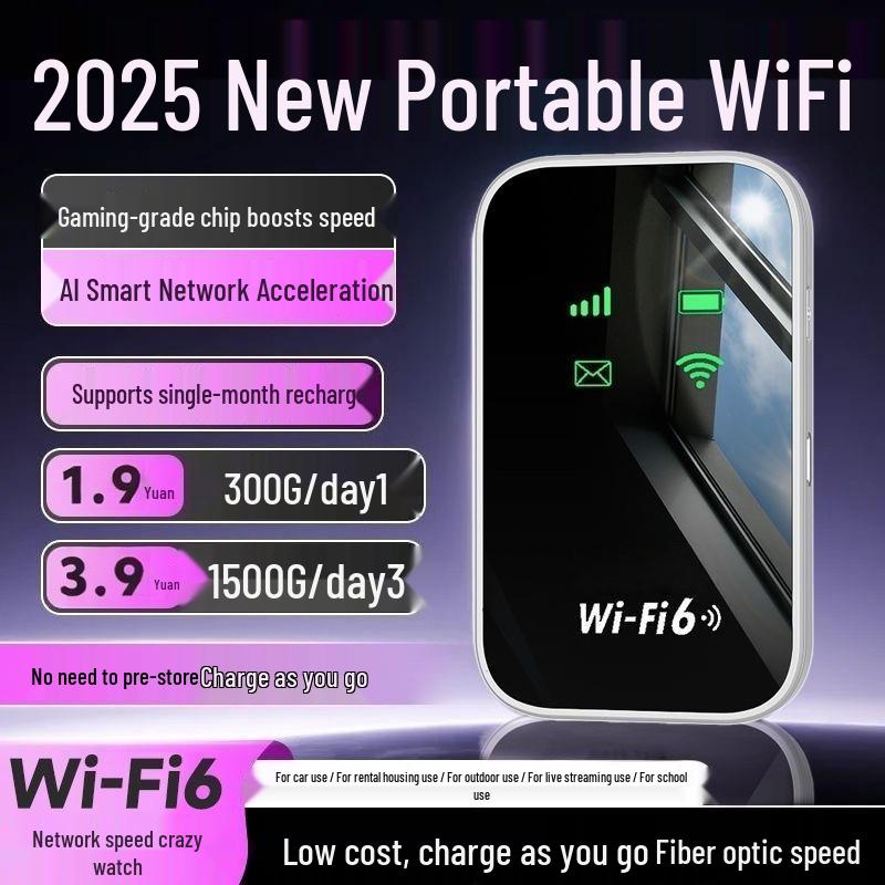 

Portable WiFi 6 Router: Plug-Free Mobile Network for Dorms & Cars Fiber-like Speed, Fast Connectivity, Full Coverage