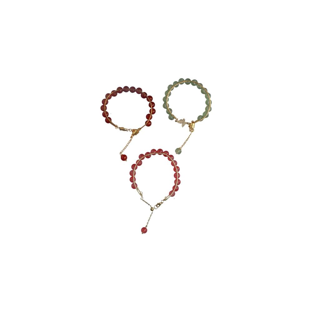 Emerald Bangles Korean Style Bracelets Stone Bead Bracelets Magnetic Bangle Female Hand Chain