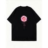 White T-Shirt With Pink Flower And Yellow Ribbon Print For Breast Cancer Awareness Casual Wear