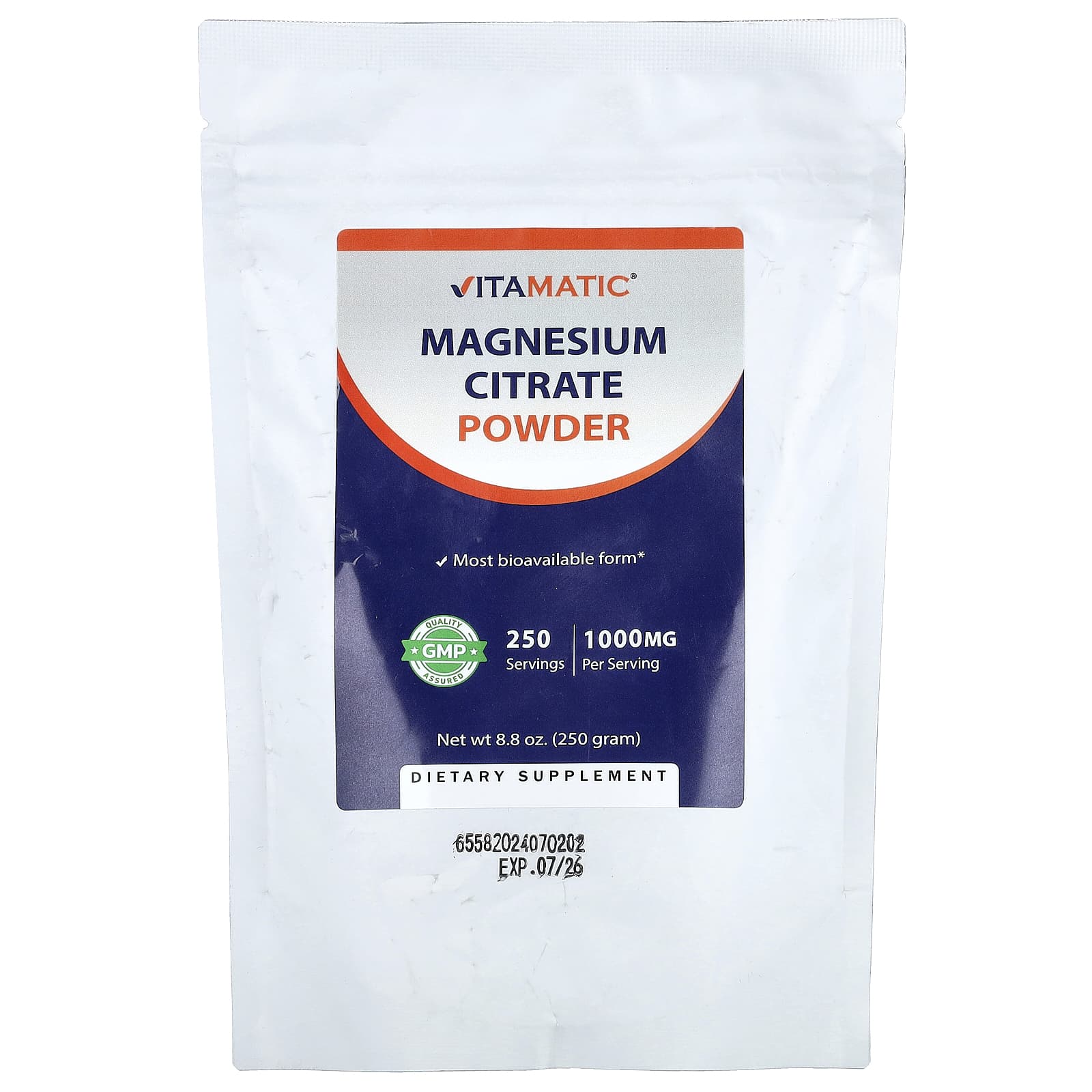 

Vitamatic, Magnesium Citrate Powder, 250g (8.8oz)