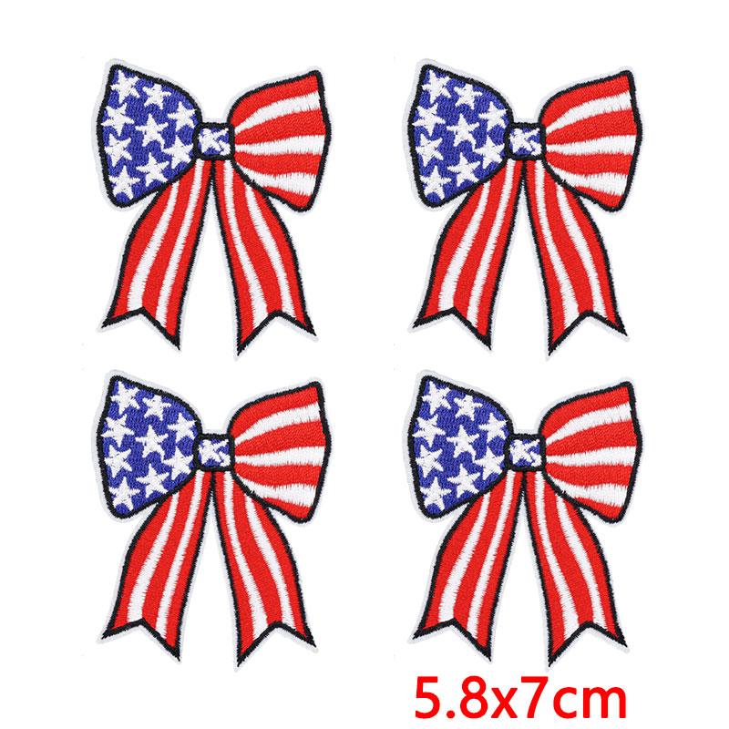 10Pcs USA Independence Day Embroidery Patches, Flag Eagle Bow Iron On Patches for Clothing Backpack Jeans DIY