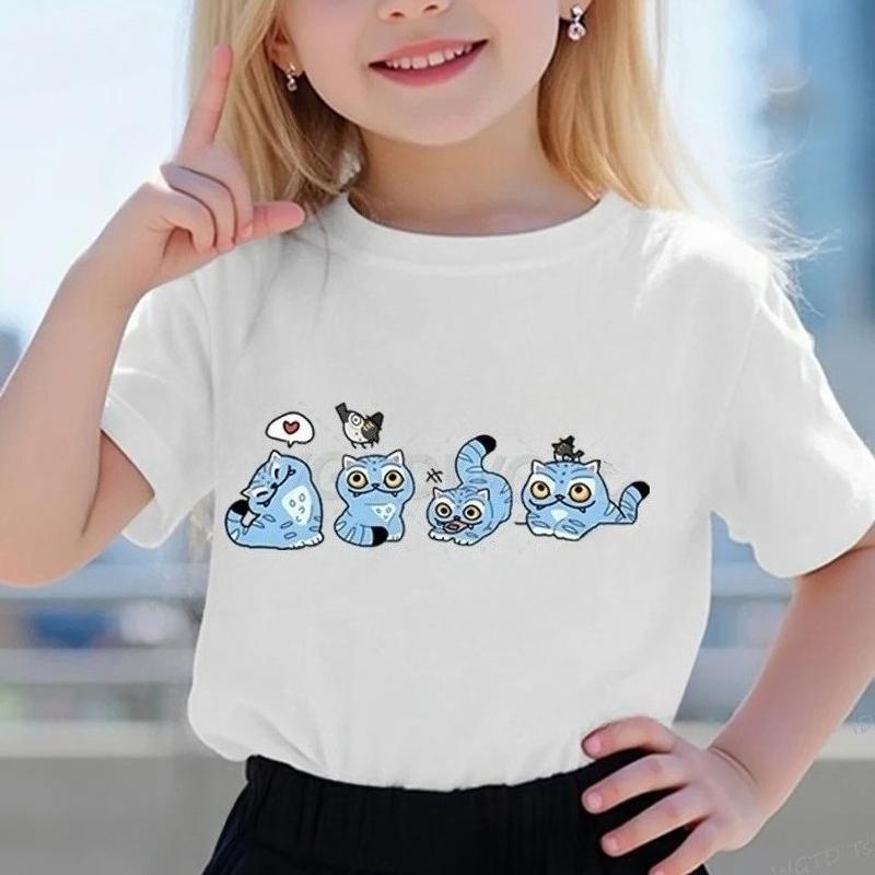 

K-pop Охотники на демонов Футболка Тигр Детская для девочек и мальчиков Новая мультяшная футболка Милый принт тигра Круглый вырез Крутая детская футболка Футболки из фильмов 140